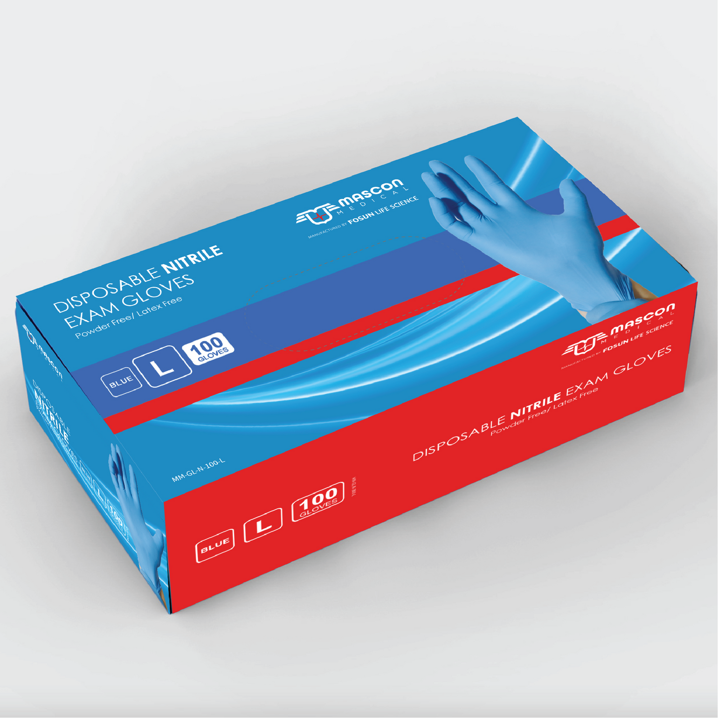 [Case Quantity 1000EA] Mascon Medical™ Nitrile Gloves, Latex Free, Powder Free, Textured Fingers, ASTM D6319, 100EA/Box, 10 Boxes/Case, Single Use