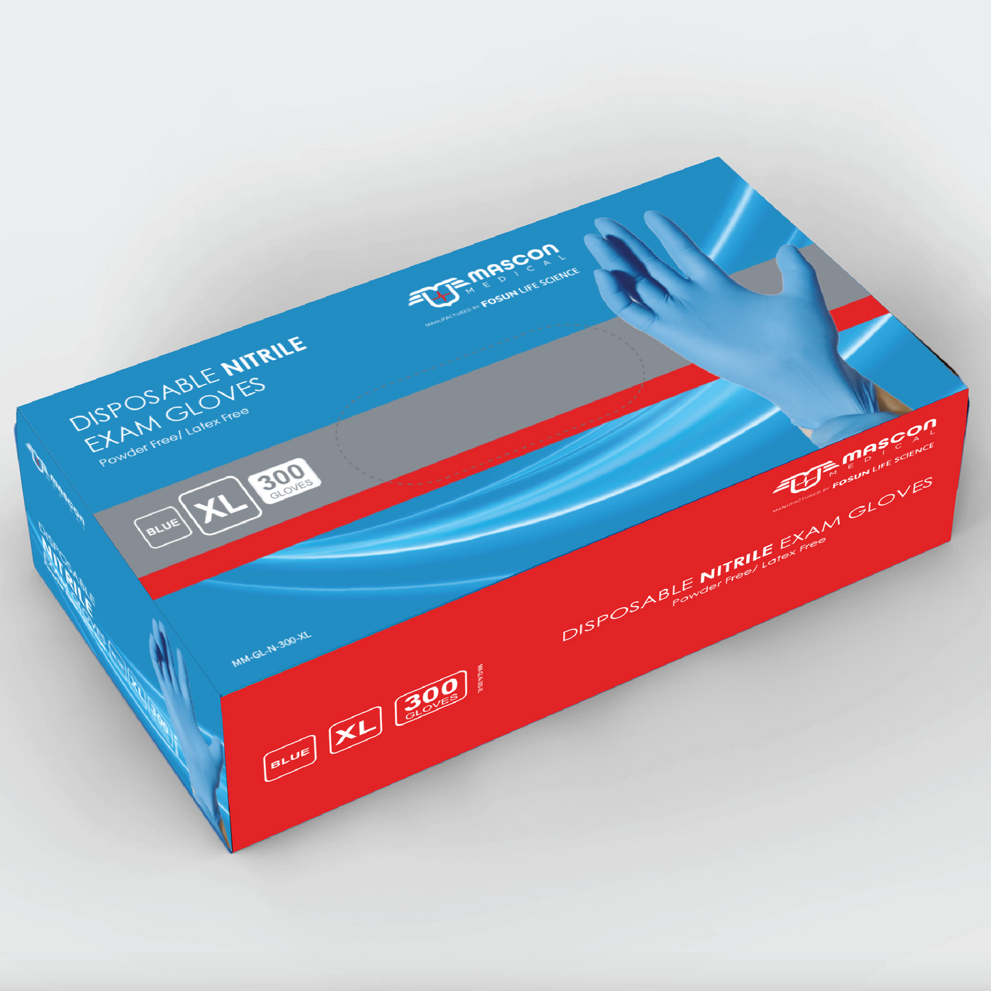 [Case Quantity 2500EA] Mascon Medical™ Nitrile Gloves, Latex Free, Powder Free, Textured Fingers, ASTM D6319, 250EA/Box, 10 Boxes/Case, Single Use